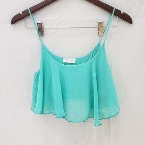 Poetry - Flowy Crop Top Spaghetti Straps Teal